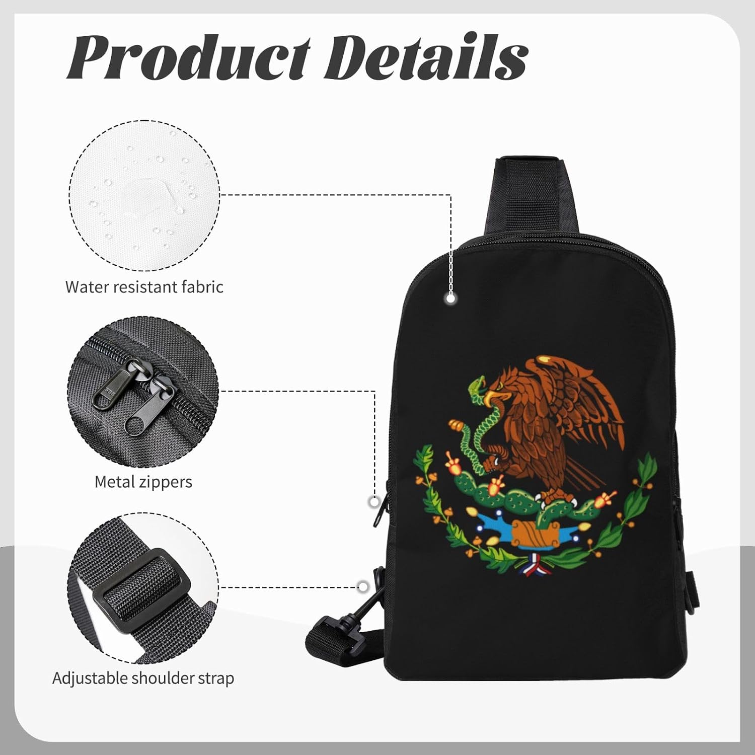 Mexico Flag Mini Crossbody Sling Backpack Shoulder Chest Bag Daypack for Hiking Traveling