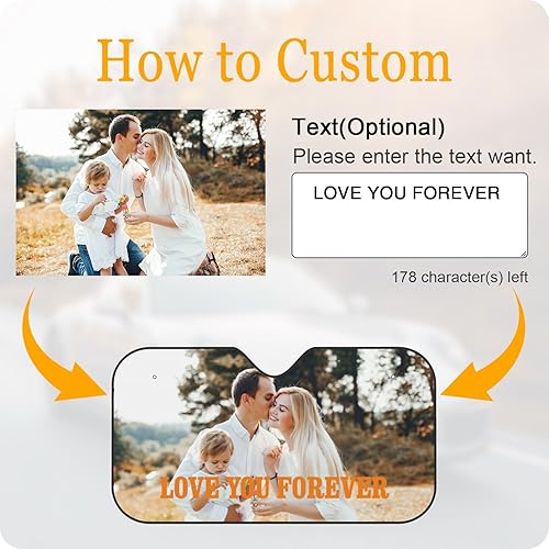 Miniatura 2 de Parasol personalizado para parabrisas de automóvil, parasol personalizado para ventana de automóvil, añade tu texto, foto, logotipo, protector