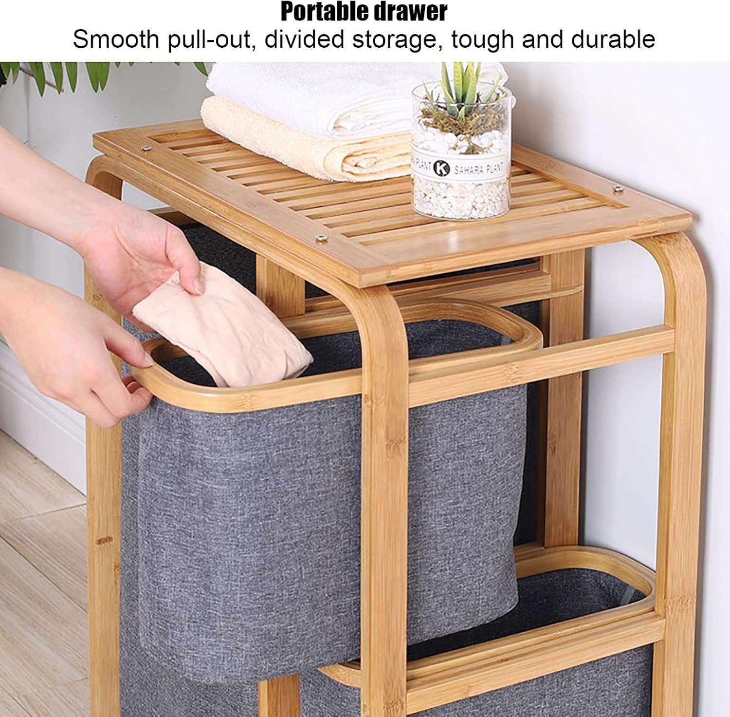 Kosz Na Pranie Pionowy Z Wysuwaną I Wyjmowaną Torbą Na Brudne Ubrania Do Sypialni, łazienki, Pralni W Akademiku, Beige