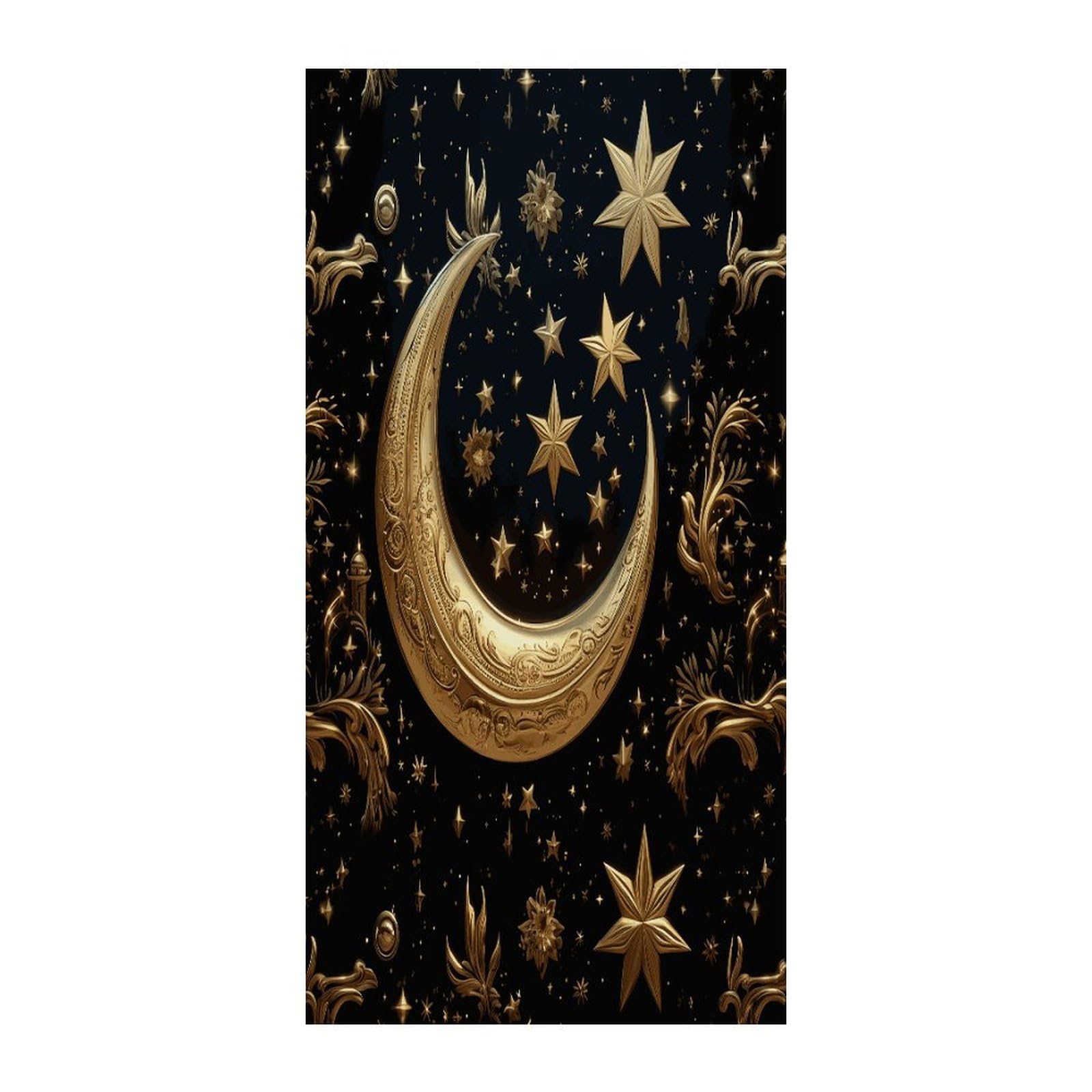 Fekiloot Style Golden Stars And Moon Door Curtain Room Divider Curtains