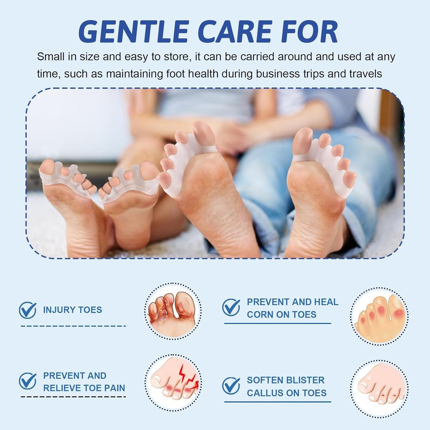 Separador Dedos Pie Silicona Corrector Dedos Pies Alivia Dolor Estres Dedo Martillo Hallux Valgus 4 Piezas