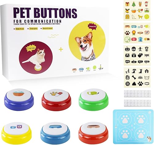HEROSS Botones de comunicación para perros, botones parlantes para perros, zumbador de respuesta grabable de 30 segundos para entrenamiento de