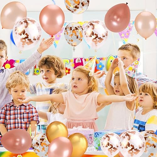 Miniatura 2 de Globos de confeti de oro rosa de 12 pulgadas, paquete de 30 globos de látex metálicos de confeti prellenados para bodas, fiestas de cumpleaños,