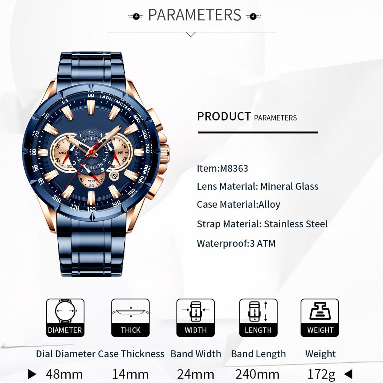 Zegarek biznesowy, męski zegarek z chronografem, klasyczny zegarek na rękę z wyrafinowanym, eleganckim stylem i wodoodpornym materiałem dla nauczycieli, pracowników lub biznesmenów, 1 sztuka
