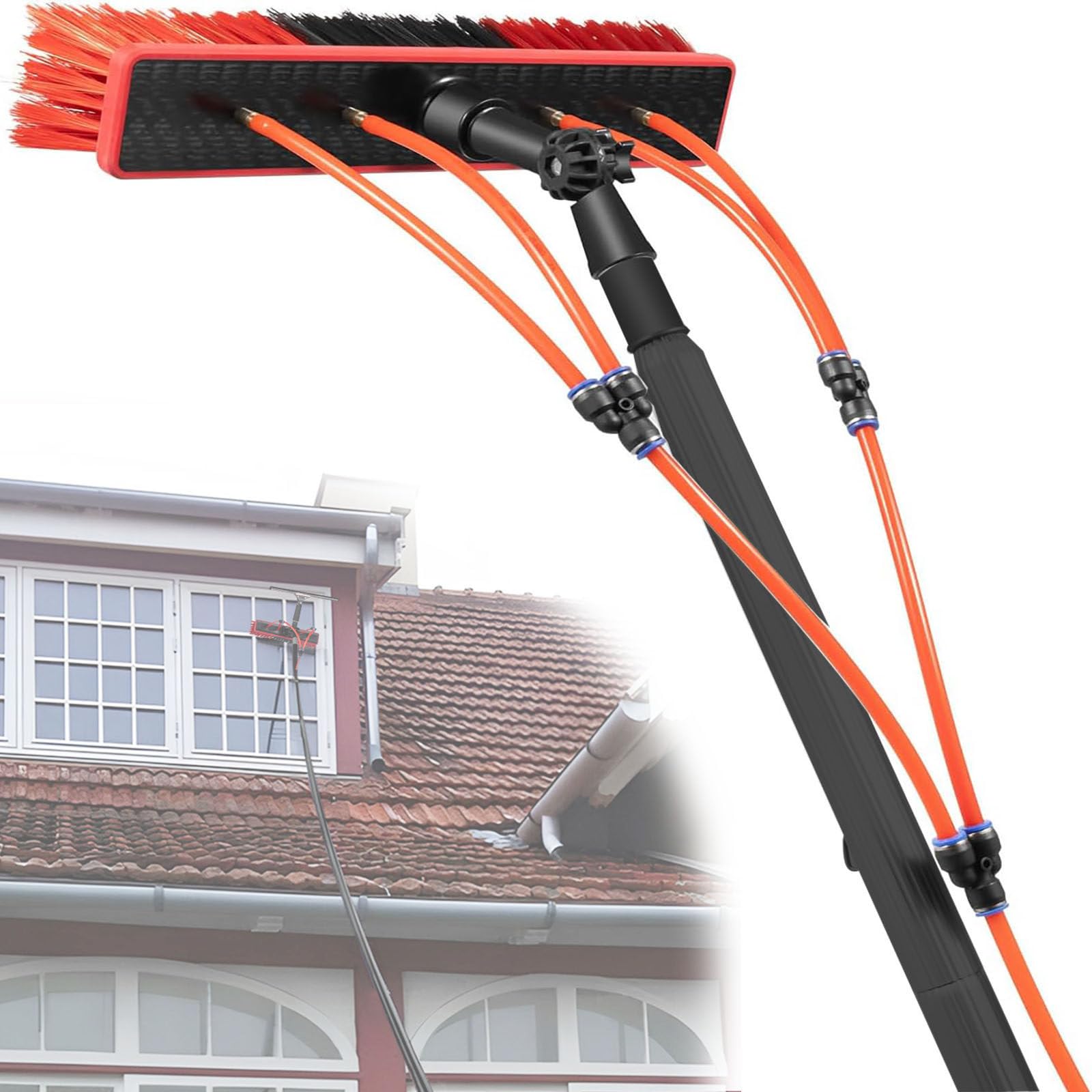 OLSKFUH Heavy-Duty 39Ft Telescopic Water Fed Brush Kit - Professional Window & Solar Panel Cleaning Equipment With Spray Nozzle For Trucks Rvs Outdoor Glass & Hard-To-Reach Areas,size_name-8m