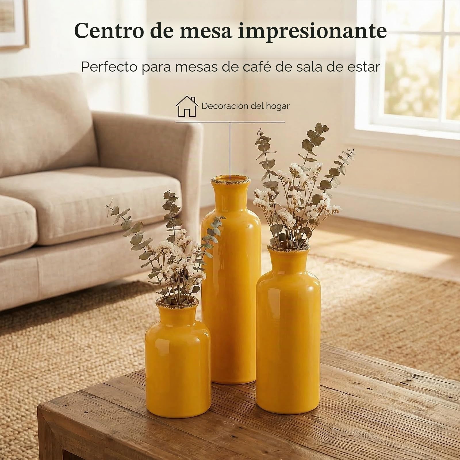 Juego de jarrones de cerámica, Juego de 3 jarrones pequeños, jarrón Decorativo Moderno, Adecuado para decoración de estantes, decoración de chimeneas, estantería, decoración de Mesa de Sala de