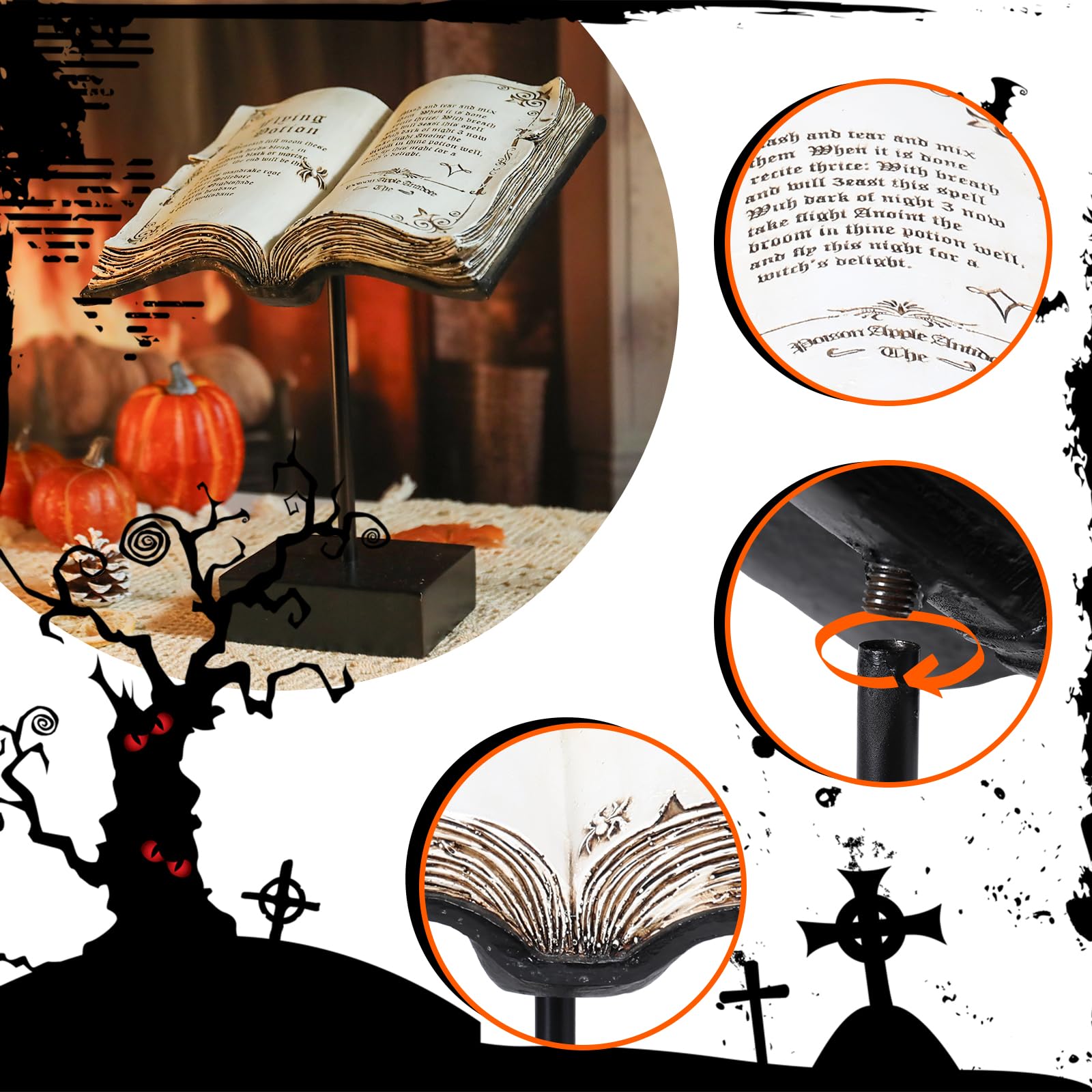 Snapklik.com : Resin Spellbook Tabletop Halloween Decoration Small