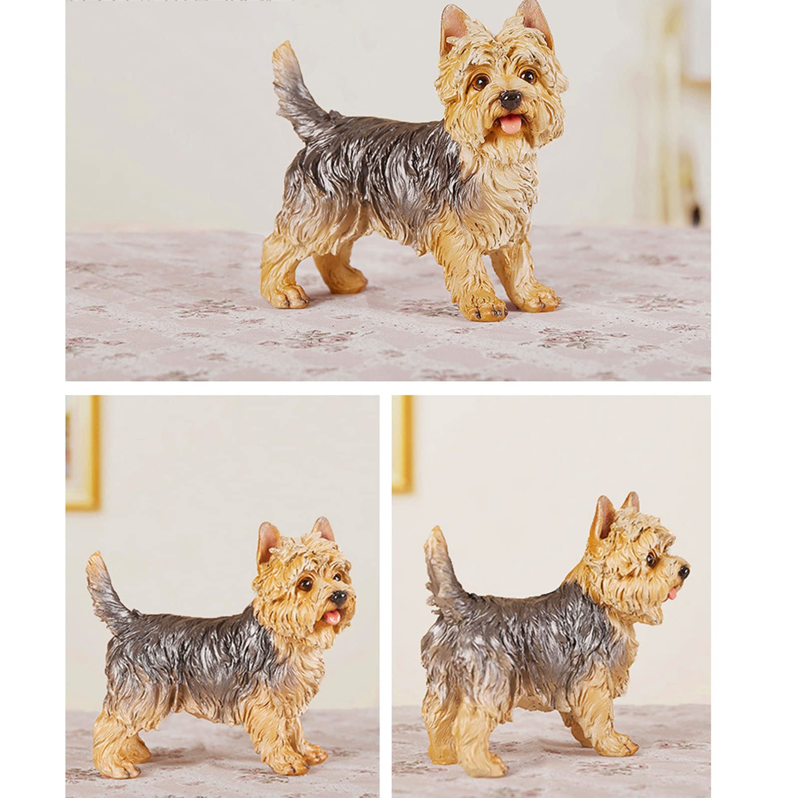 MBROS Statues de Jardin d'animaux, Statue de Yorkshire Terrier en résine Ornements de Chien de Simulation Statue de Chien Salon Ameublement Décorations de Jardin en Plein air