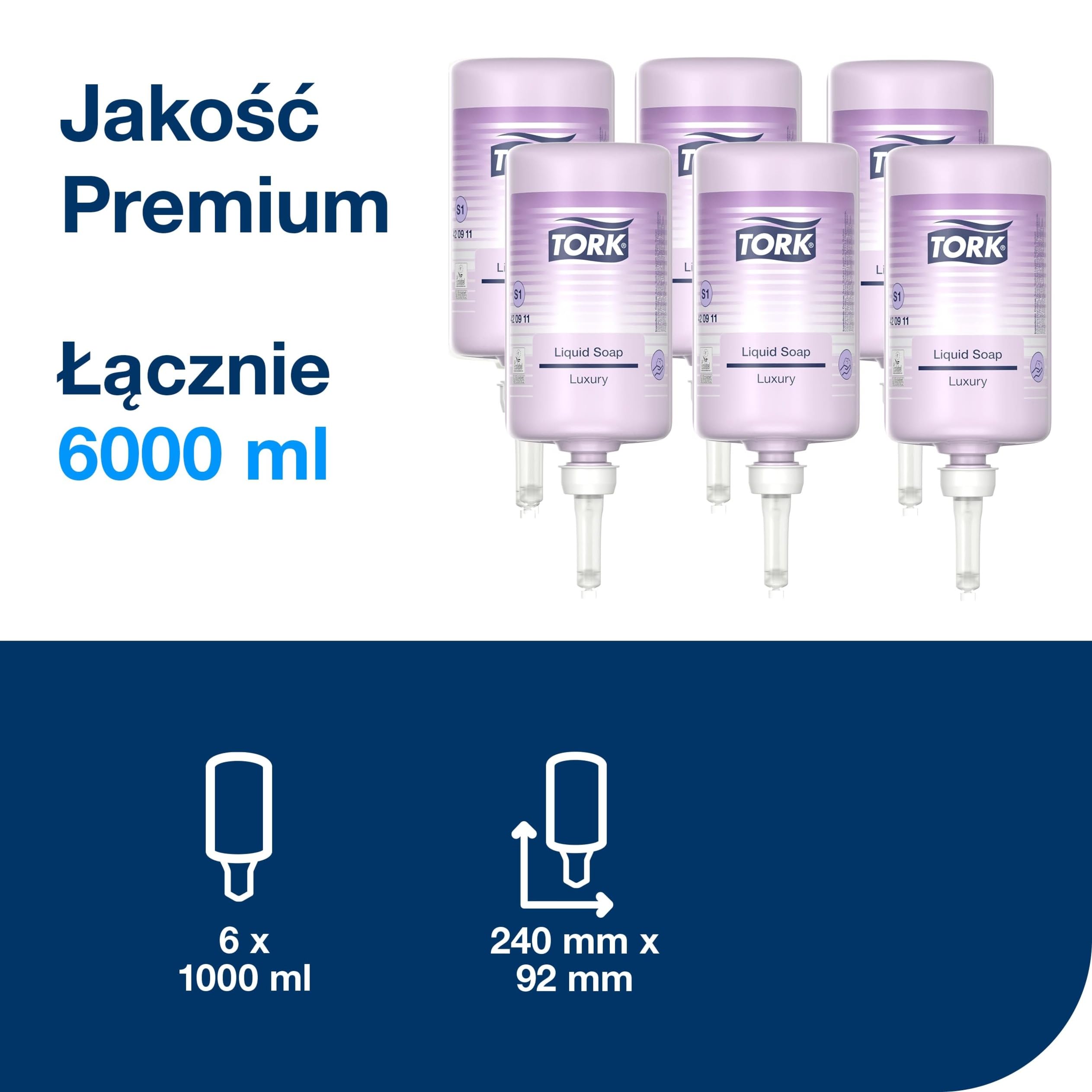 Tork Luksusowe Mydło w Płynie S1, Zapach Kwiatowy, 6 x 1000 ml, 420911