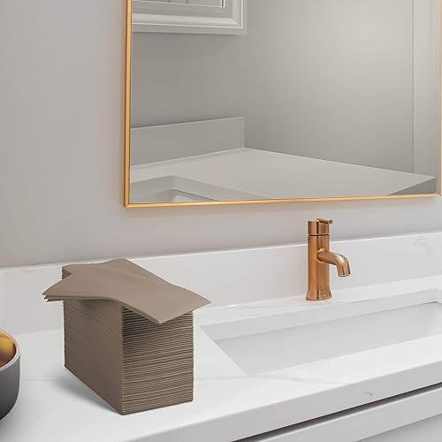 Miniatura 5 de 100 servilletas de papel de color beige con tacto de lino, suaves y absorbentes, para cocina, fiesta, boda, baño o cualquier ocasión (paquete de 100)