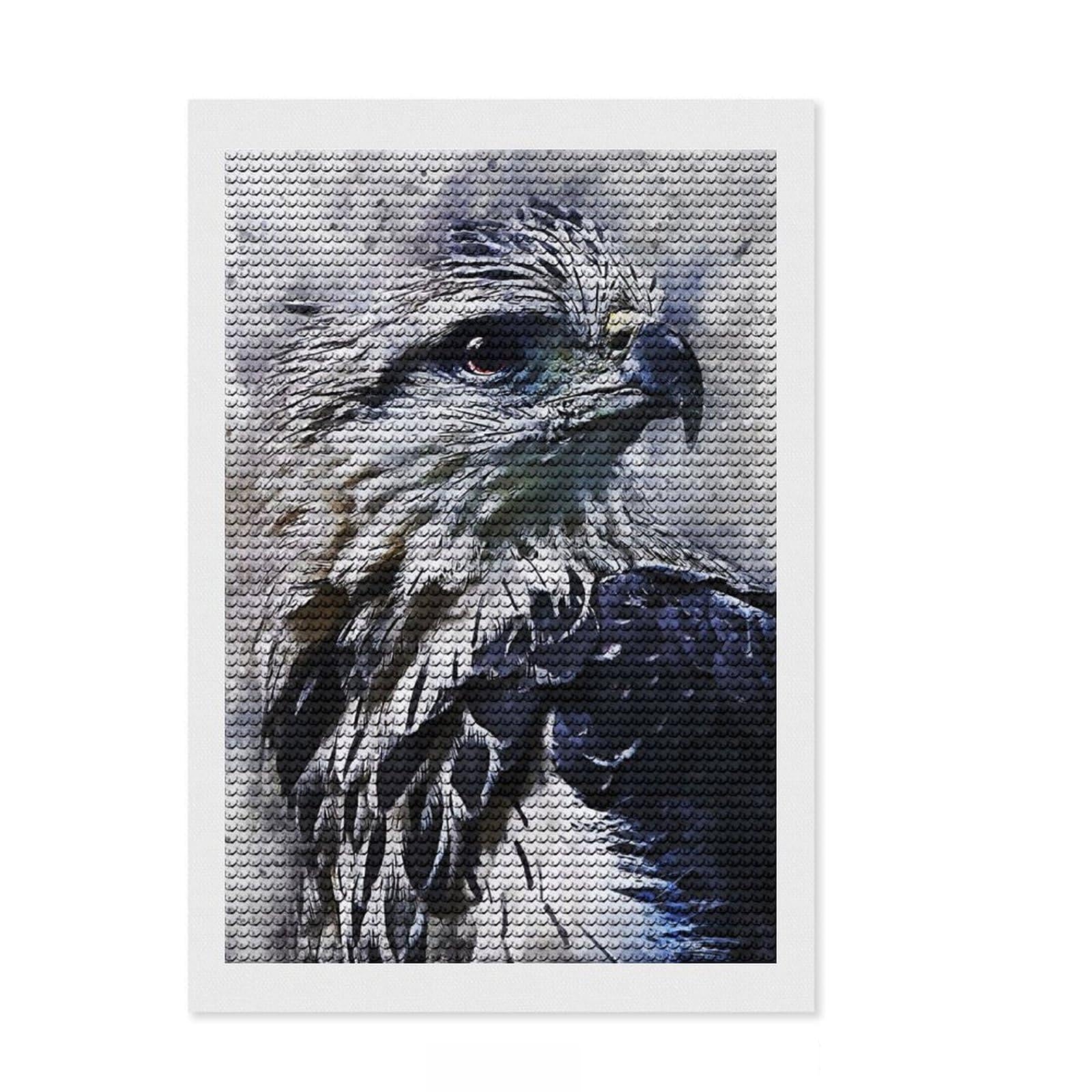 Junmoney Paint Eagle Diamond Art Canvas 8"x12", Neat Printed Canvas, Mindful Craft Activity, Cosy Home Accent, Festive Craft Gift