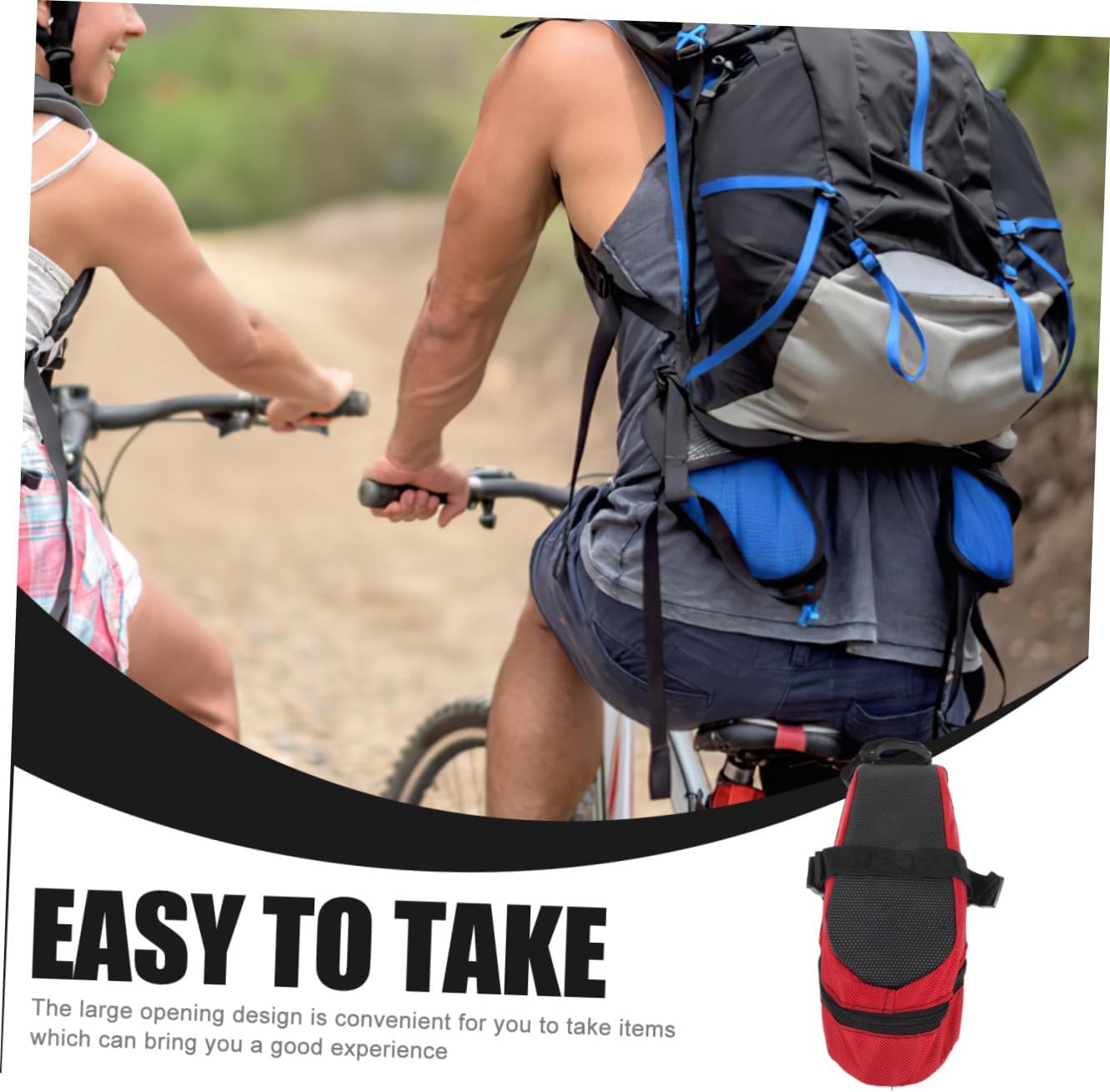 Bike Saddle Bag Large Capacity Zippered Rear Seat Pack Cycling Backseat Pouch Outdoor Mountain Bike Storage Luggage for Road and Trail Riding