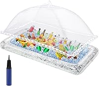 Vista 9 de Leitee El kit inflable de barra de servicio incluye enfriador de bufé con purpurina para fiestas, soporte de hielo con tapón de drenaje, cubierta
