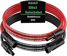 Solar Cable 4 mm²/6 mm², Solar Cable Extension 2/3/5/10/15 m, Tool-Free Solar Extension Cable, PV Cable (6 mm² 2 m)