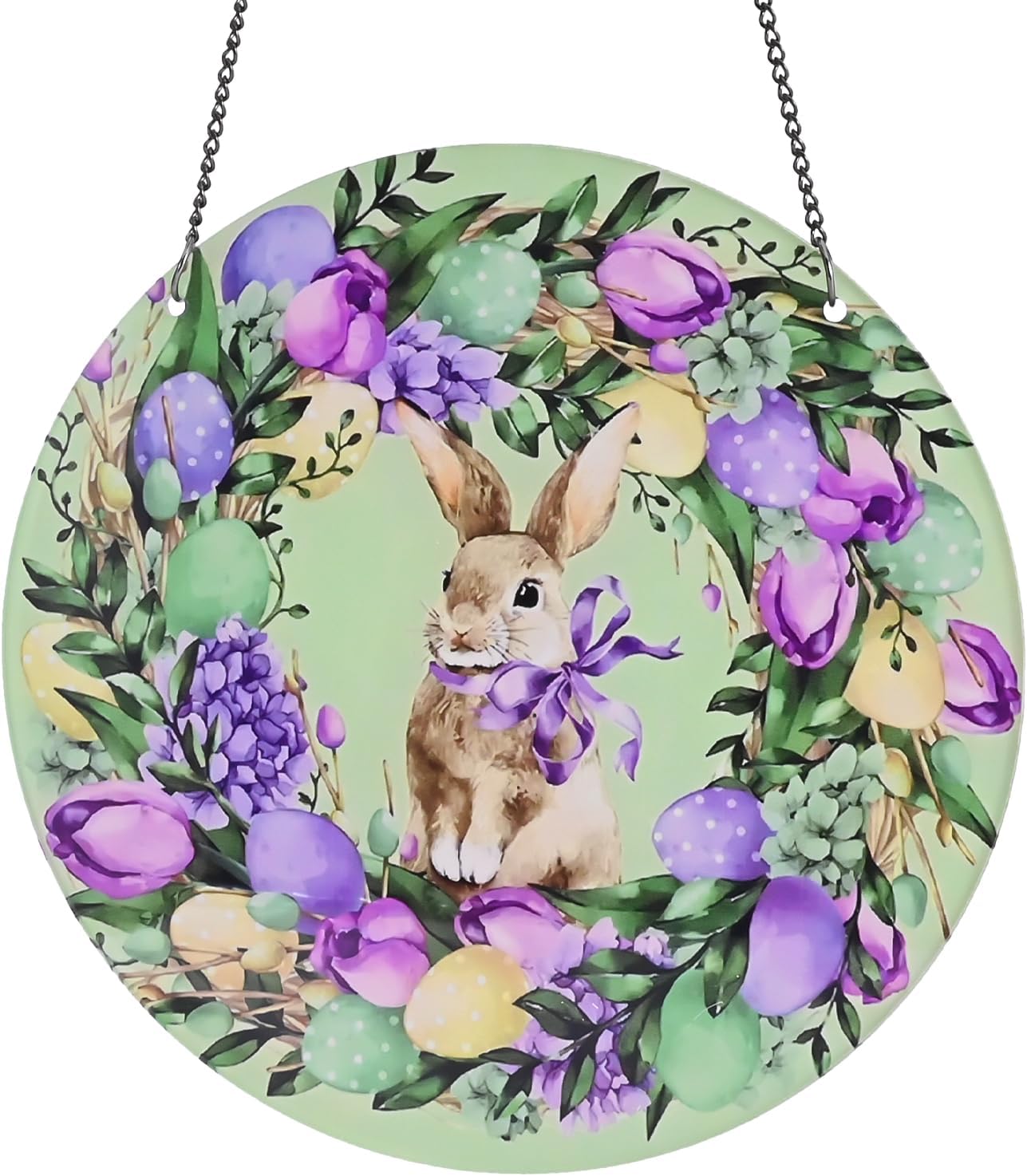 Amazon.com: Easter Bunny Wreath Suncatcher Indoor Window Decor ...