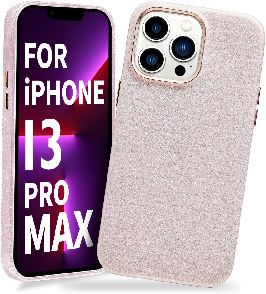 CUSTYPE for iPhone 13 Pro Max Case, Glitter Cute Sparkly Glitter Shiny Bling Sparkle Cover, Anti-Scratch Soft Thin Slim Fit Shockproof Protective Phone Cases for iPhone 13 Pro Max 6.7'' 2021 Pink