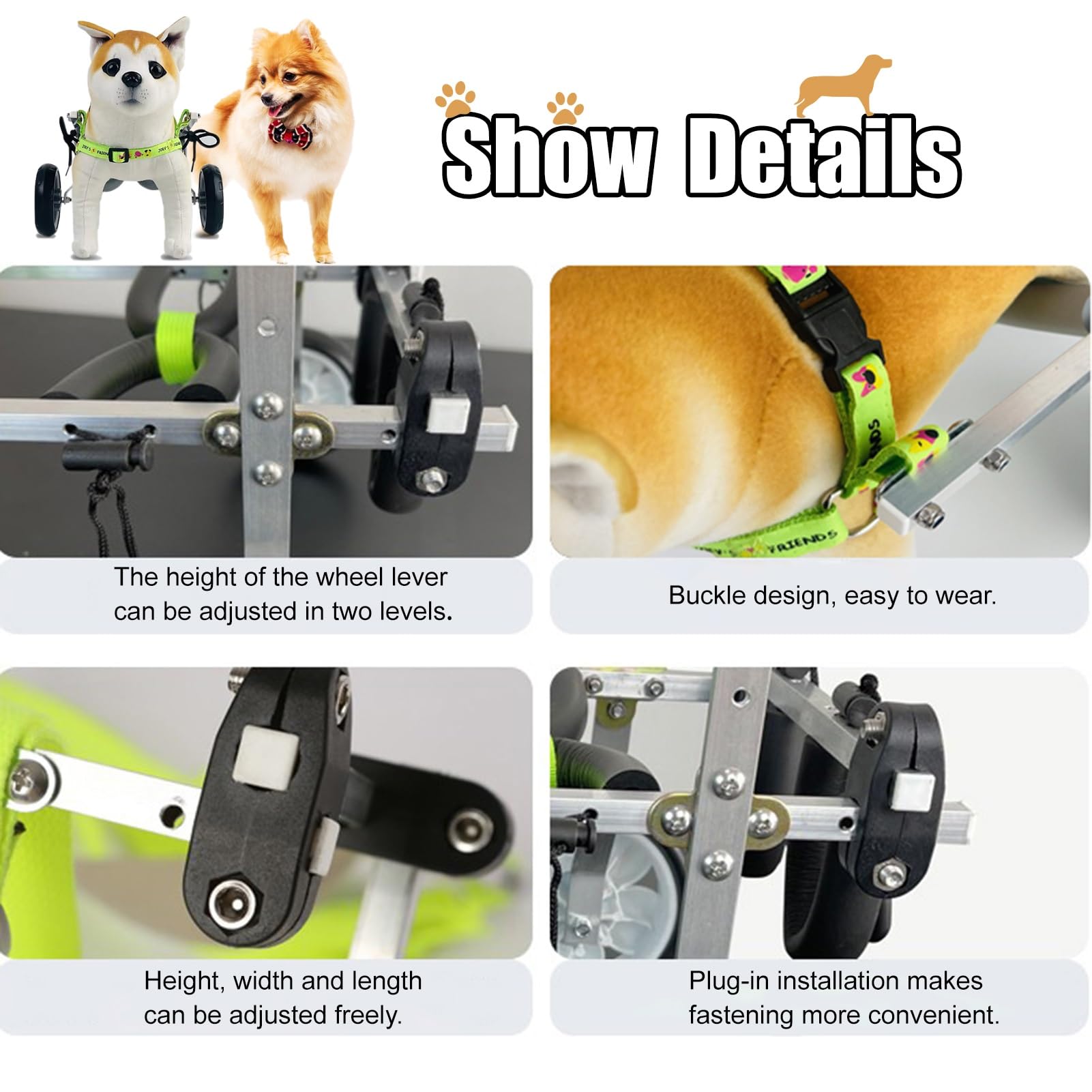Silla de ruedas ajustable para patas traseras, ayuda de movilidad para perros pequeños con artritis y displasia