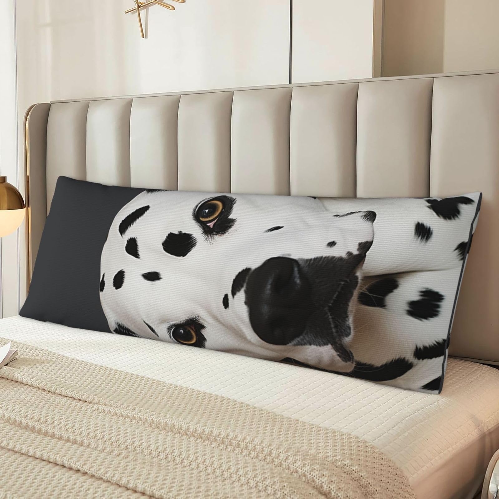 Fodpand Women's Black Dalmatian Body Pillow Cover 20X54 Inches Soft Microfiber Long Pillow Case For Sleeping & Side Sleepers Comfy Breathable Decorative Body Pillowcase Gifts For Men