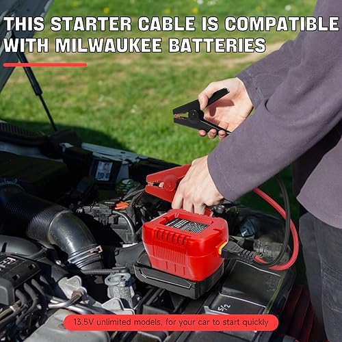 Miniatura 3 de Adaptador de arranque para baterías Milwaukee de 18 V20 V, adaptador de cable de refuerzo automático de 13.5 V con luces LED, cables de salto