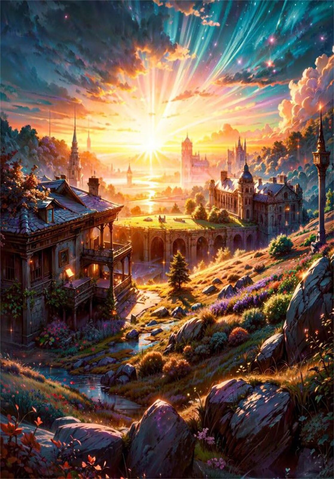 Puzzle 5000 sztuk architektura vintage świt, puzzle niemożliwe, łamigłówki, łamigłówki, gry logiczne dla całej rodziny, Puzzle dla dorosłych 5000 sztuk 156 x 105 cm