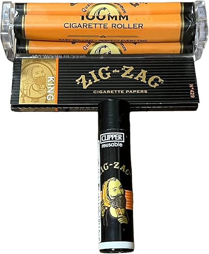 Zig Zag - Papel rodante tamaño King + máquina rodante de 3.937in + encendedor de cortadora en zigzag + tarjeta de cuchara RSV disponible en Yaxa Peru