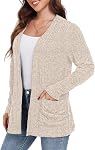 GRECERELLE Cardigan pour les femmes Léger devant ouvert manches longues côtelés tricot dames Casual Sweater Vêtements de dessus avec poches