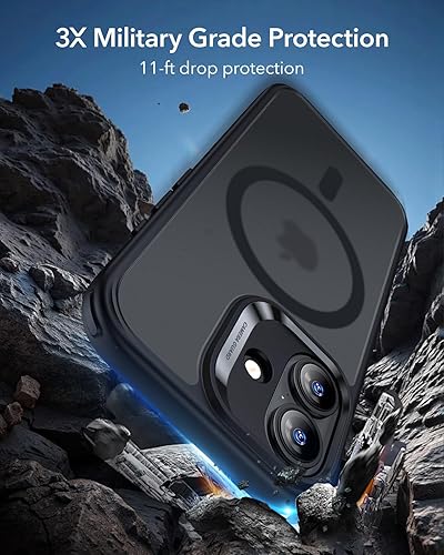 Vista 249 de ESR Funda para iPhone 15 Pro Max, compatible con MagSafe, de grado militar, negro transparente