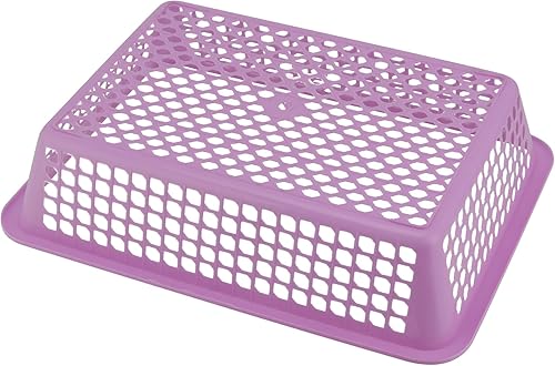 Miniatura 4 de 20 cestas de malla de plástico de 13.5 x 10 x 3 pulgadas, cesta de plástico colorida, cestas para profesores para aula, pequeñas cestas de plástico