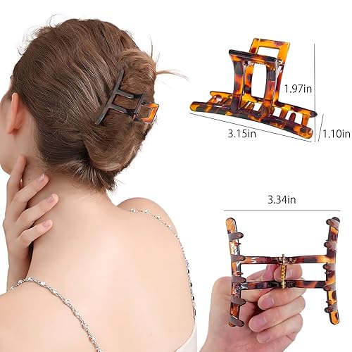Miniatura 5 de Pinzas para cabello grueso y fino, 6 pinzas de agarre fuerte, lindas pinzas antideslizantes para mujeres y niñas, pinzas de garra neutras para