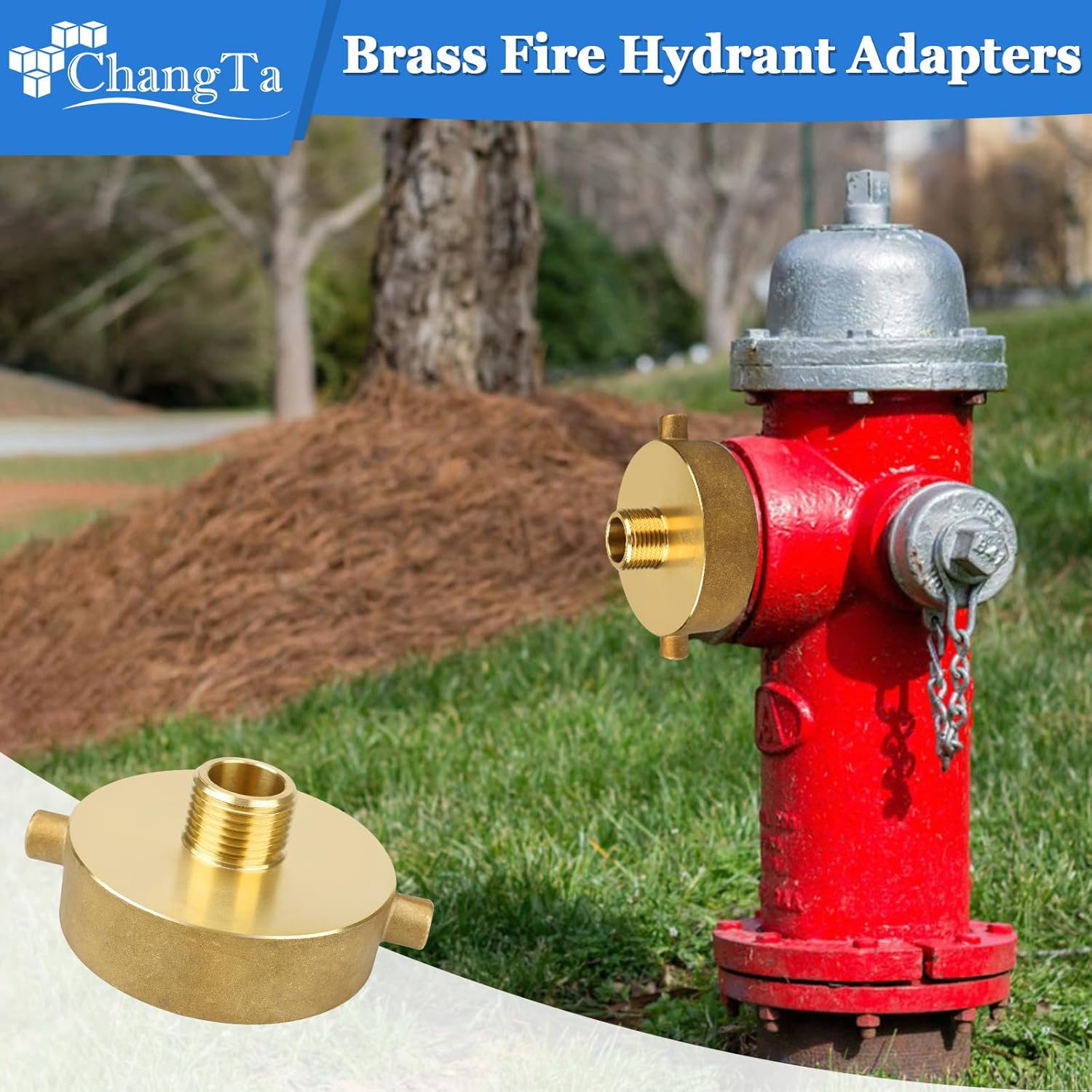 Brass Fire Hydrant Adapter, Garden Hose Brass Fire Equipment - Fire Hydrant Hose Adapter with Pin Lug Fit for Fire Hydrants, Hoses, Pipes… (2-1/2"NH Female x 3/4"GHT Male (2 Pack))