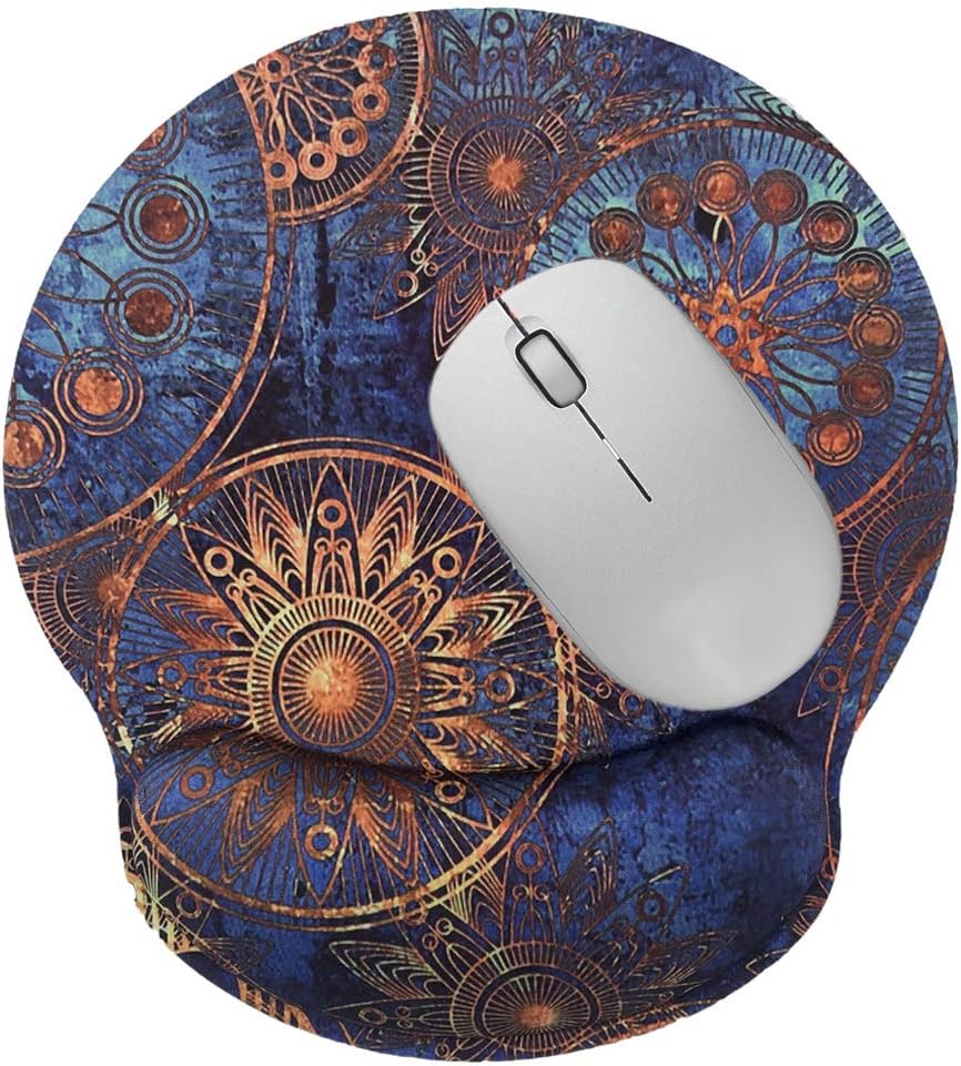 Memory Foam Mousepad with Wrist Support Design Ergonomic Mouse Pad Comfortable Wrist Rest Non-Slip PU Base Mouse Mat (Classic Mandala)