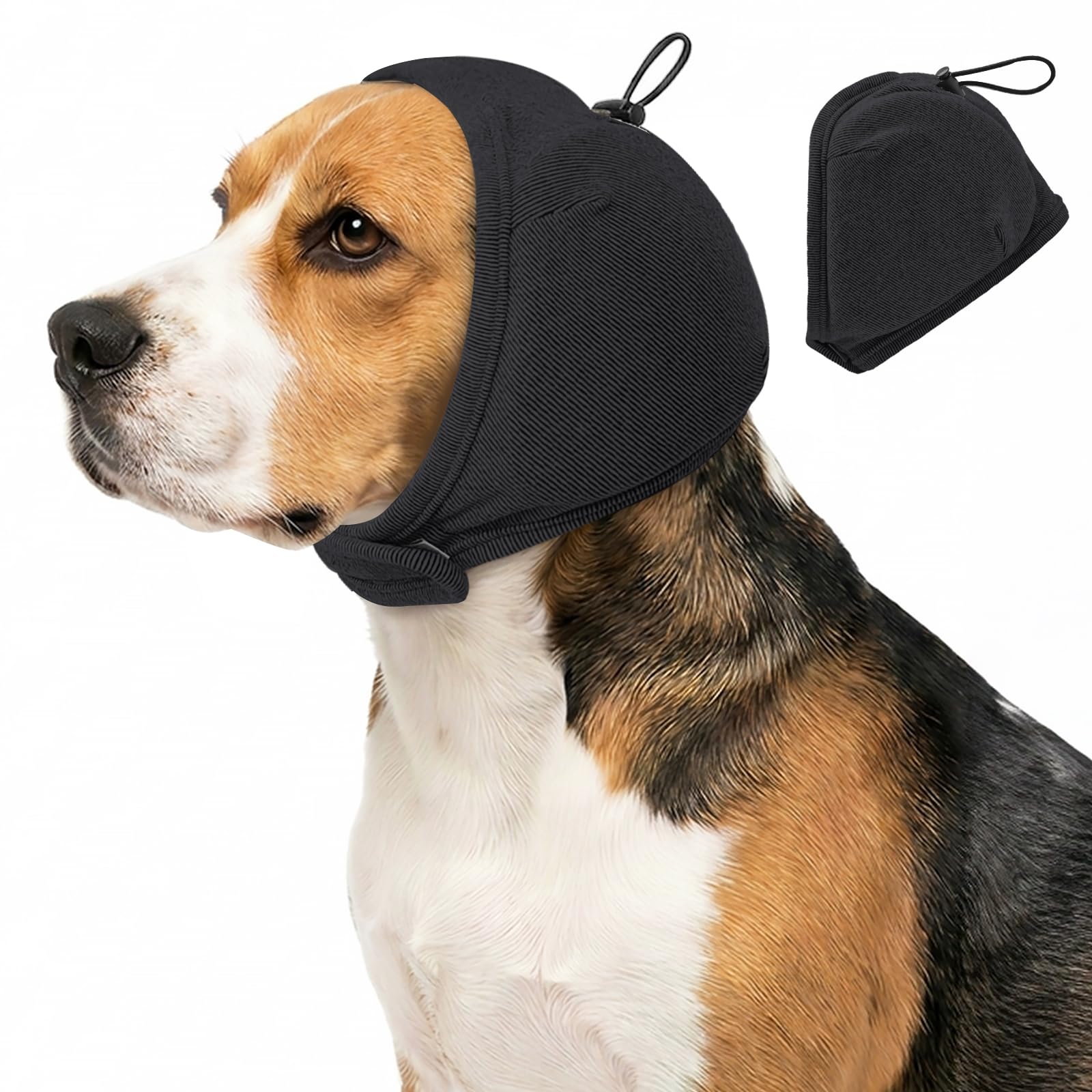 Dog Noise‑Cancelling Head Cover, Pet Ear Hood for Anxiety (Balck, L)