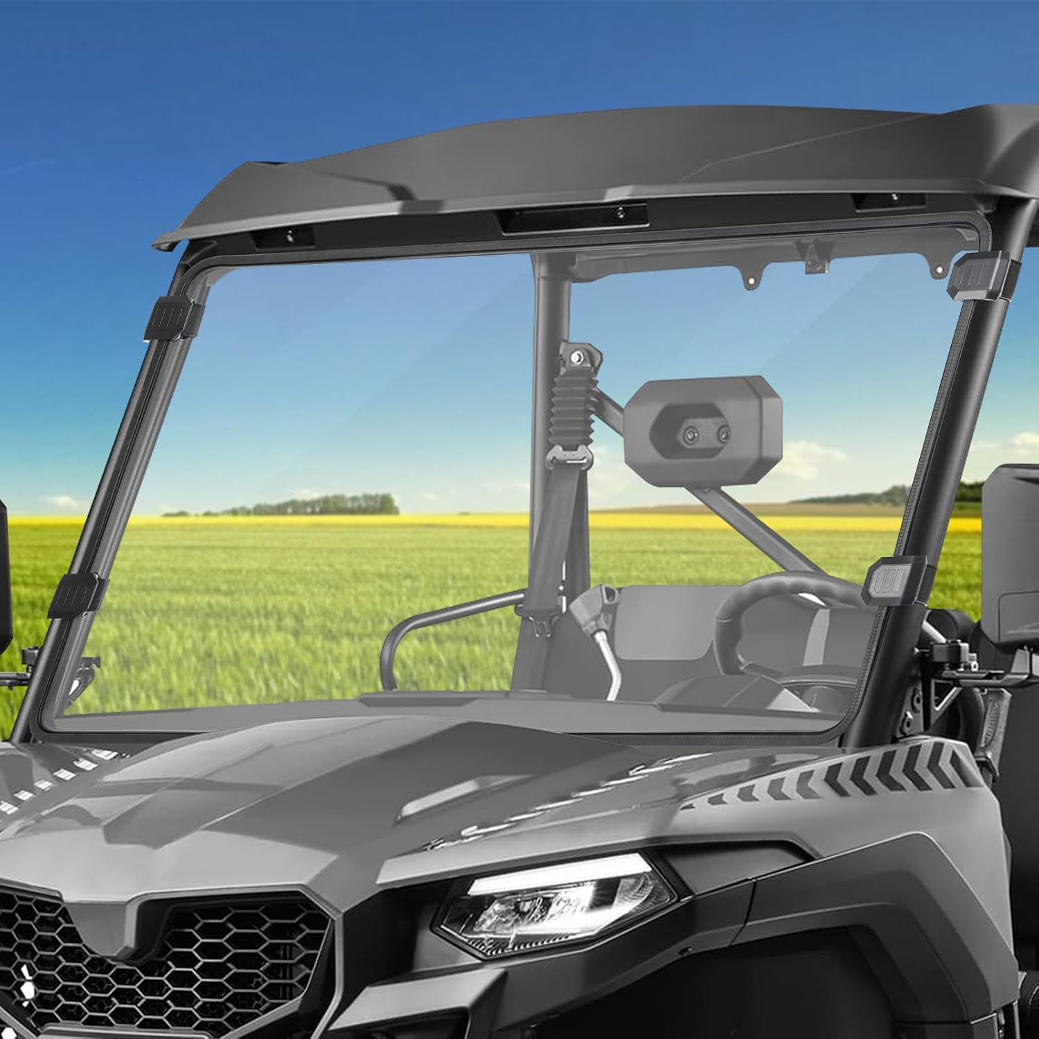 Scratch Resistant Front Full Windshield Compatible with CFMOTO UFORCE 600 2021-2025/800XL 2025, Clear Front Window Hard PC Windshield Protects Against Wind, Dust, Dirt, Snow, Rain