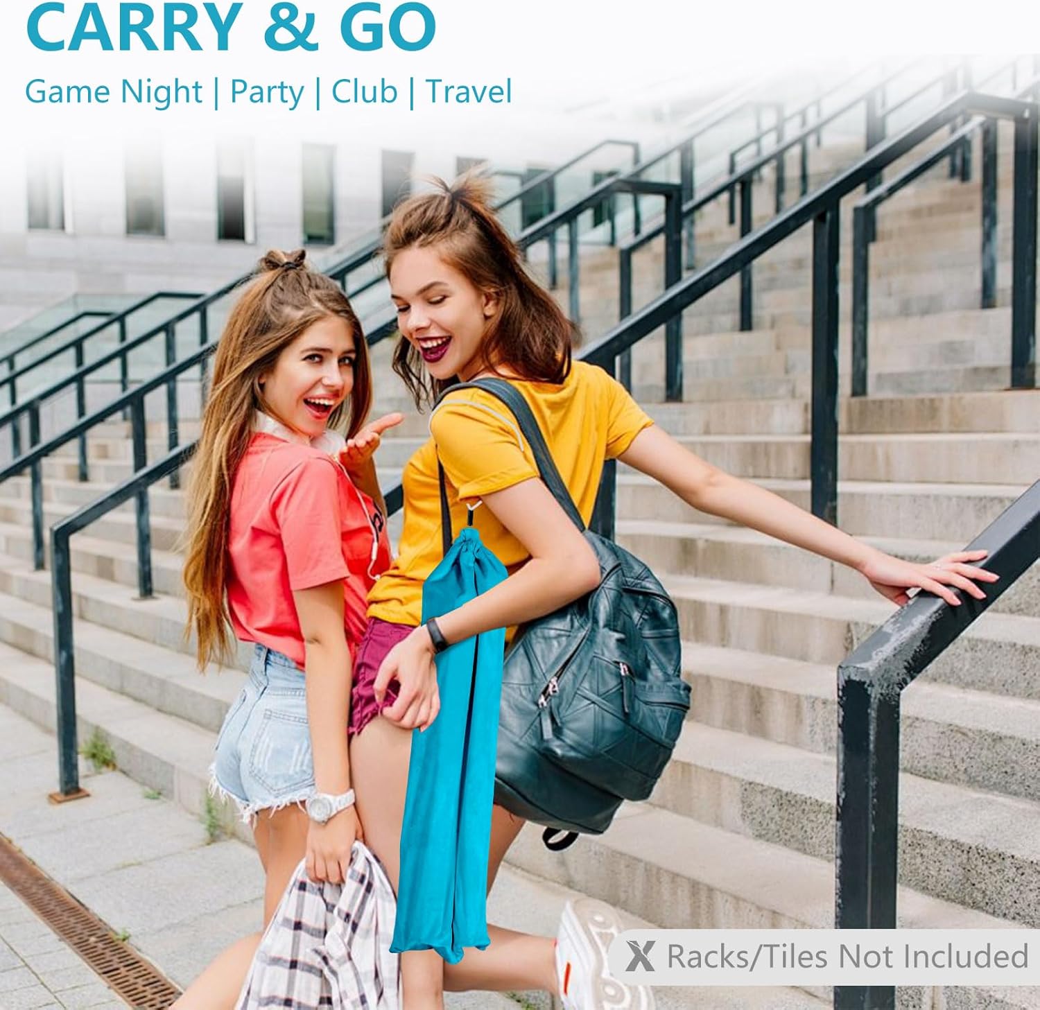 FUYIHGL® 2PCS Mahjong Rack with Pusher Storage Bag: 2 Compartments Fits 4 American Mah Jongg Racks Pushers - Blue Soft Velvet Sleeve with Drawstring - Travel Mah Jongg Accessories and Gifts