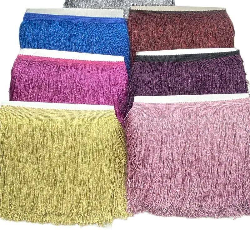Szeroka koronka z frędzlami, Multicolor Polyester Lace Fringe Trim 15-30cm(Gold,15cm)