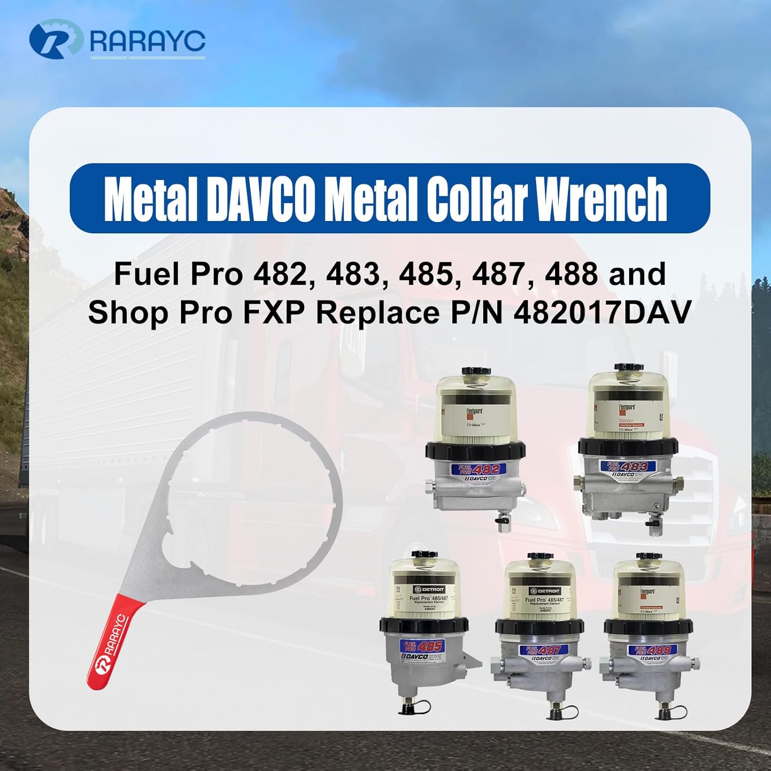 3 PCS Colar/Vent Cap Fuel Filter Wrench Set 4.6" 6" 8" Compatible with Detroit Diesel Truck Engines, Navistar Engines Diesel DD13, DD15, DD16, Peterbilt & Cummins Diesels