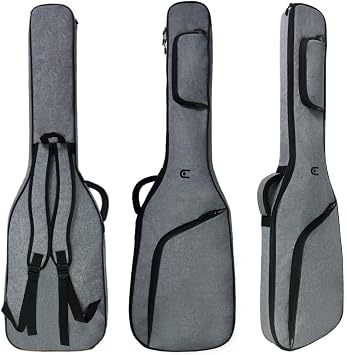 Bass Guitar Bag Gig Bag, Electric Bass Guitar Case Bass Backpack 12mm Padding Lightweight with Pockets Adjustable Straps