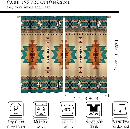 Miniatura 3 de YCness Cortinas aztecas, patrón étnico nativo nativo americano del suroeste, patrón étnico bohemio occidental geométrico opaco, tratamiento de