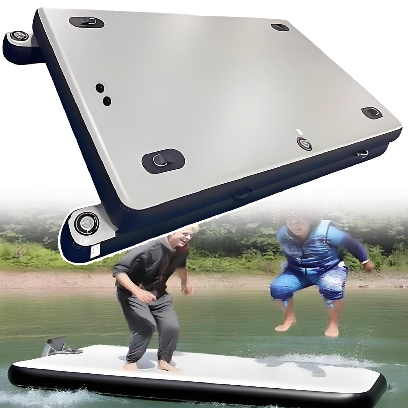 Ultimatives Aufblasbares Schwimmendes Angeldock: 30 cm (11,8 Zoll) Dicke, Salzfeste Wände, 200 Kg (440 Lbs) Tragkraft, Für Camping/Strände, Geeignet Für 1–3 Erwachsene 3M