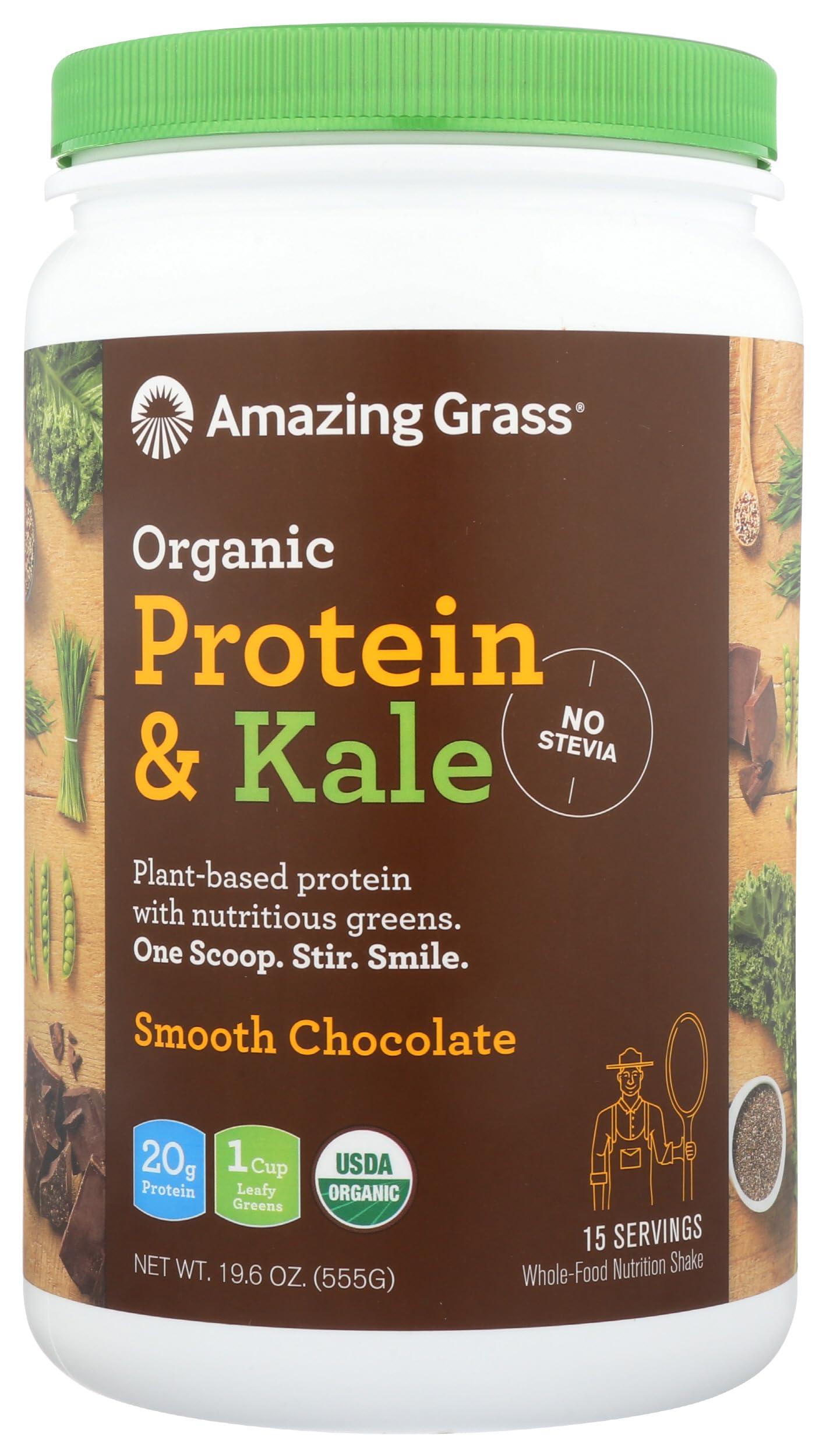 Amazing Grass Vegan Protein & Kale Powder: 20g of Organic Protein + 1 Cup Leafy Greens per Serving, Chocolate, 15 Servings