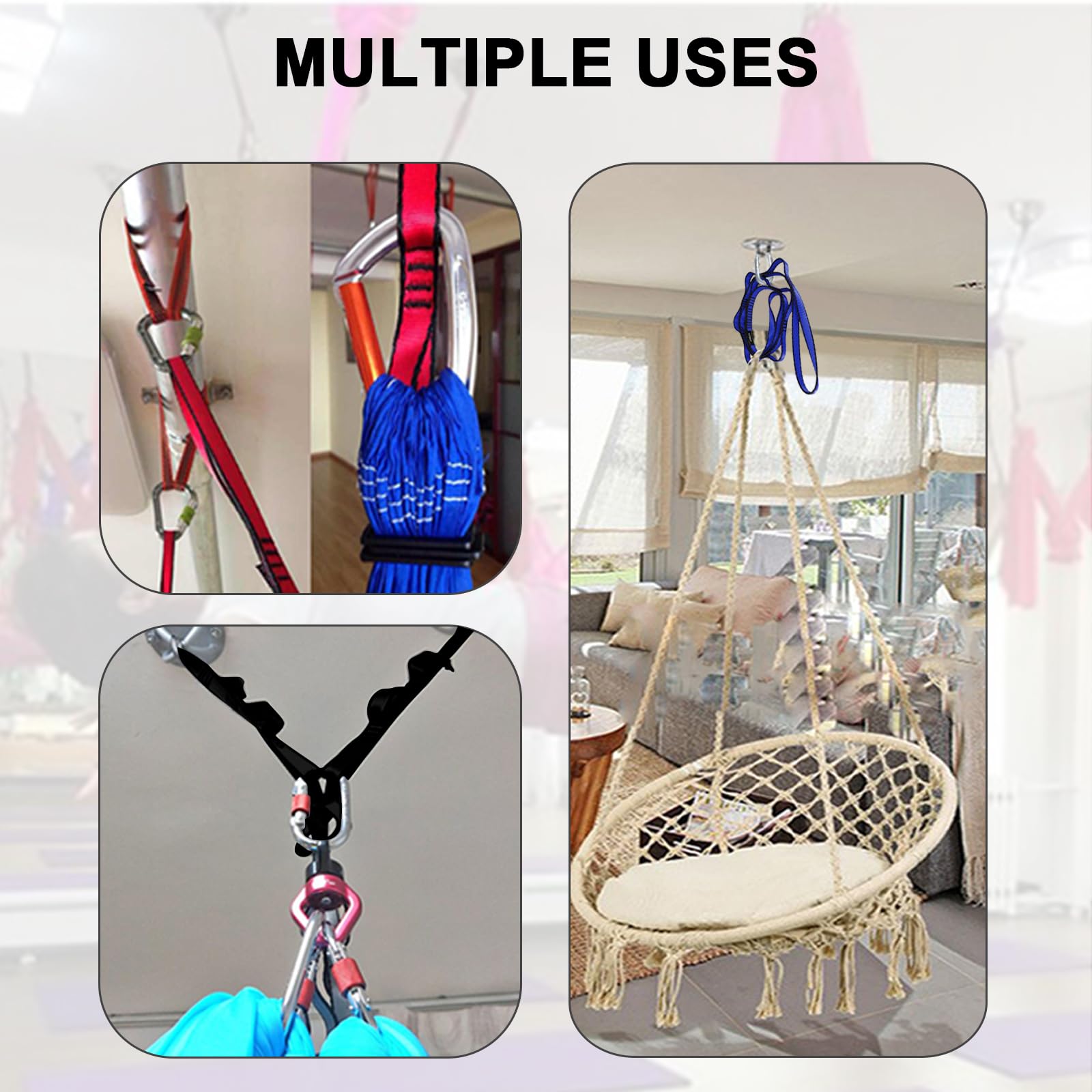 FOSER 2pcs Daisy Chains, Yoga Amaca Extension Strap, 23KN Regolabile Nylon Arrampicata Sling Fitness Pilates ed Esercizio Estendere Cinghia