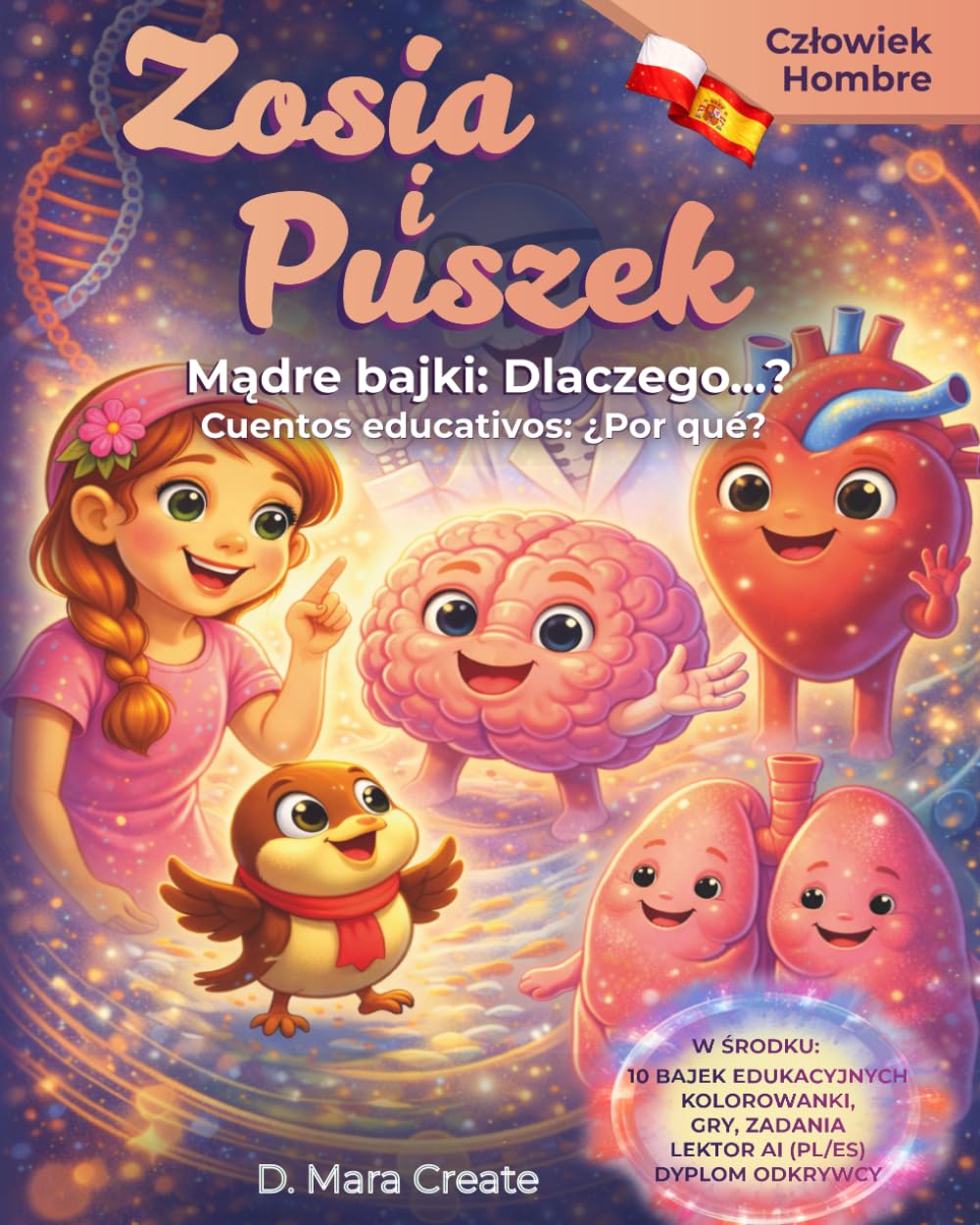 Zosia i Puszek – Edukacyjne dwujęzyczne bajki o człowieku: Dlaczego…? / Cuentos de hadas educativos sobre humanos: ¿Por qué…?: Dyplom młodego ... Explorador, Libro de Actividades, Página
