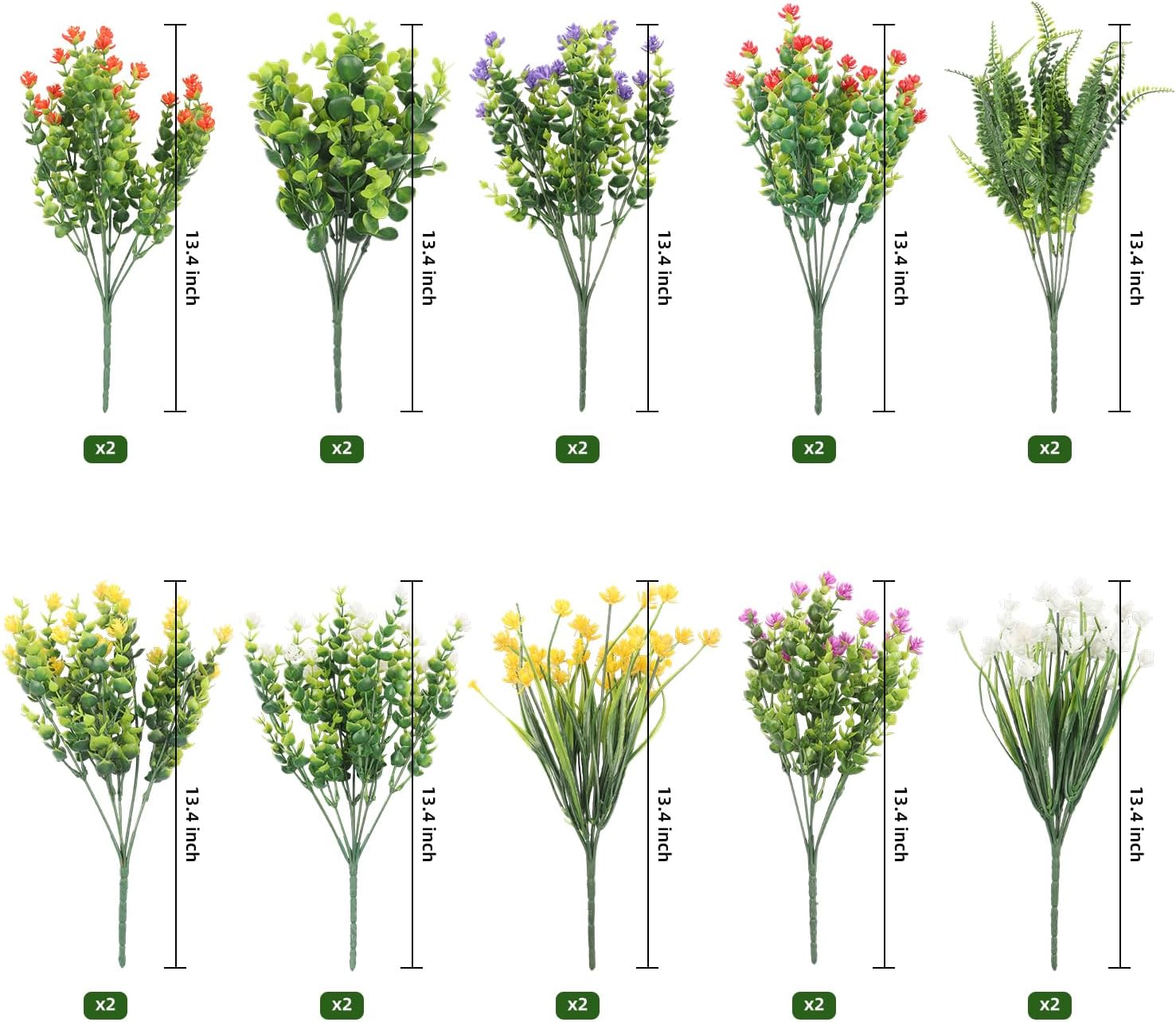 20 Bundles Artificial Flowers for Outdoors 10 Colors Fake Flowers UV Resistant No Fade Faux Plastic Greenery Plants for Garden Patio Porch Window Box Home Indoor Farmhouse Hanging Planter Décor - Image 5