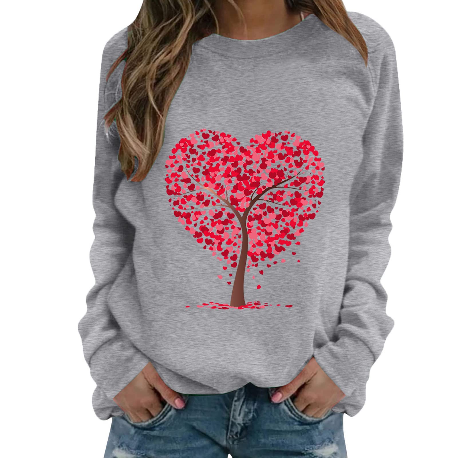 Valentine's Day Pullover Women's Long Sleeve Blouse Crew Neck Tops Elegant  Sweatshirt Casual Long Sleeve Shirt Comfortable Tops Long Sleeve Jumper