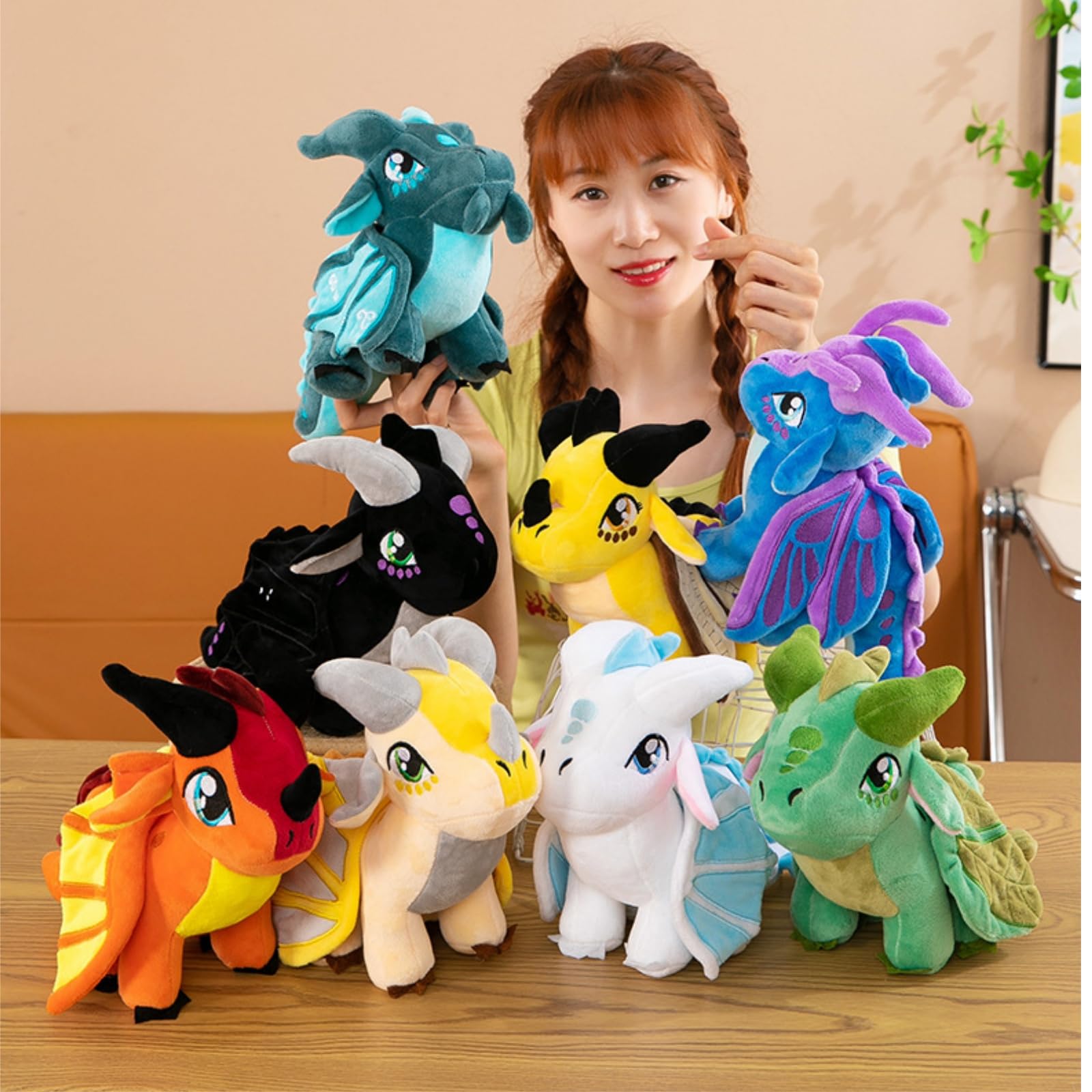 Wings Dragon Plush Stuffed Animal Cute Fire Dragon Plushies Stuffy Merch for Kids Boys Girls (black) - Image 4