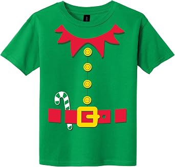 DIRTYRAGZ Kids Holiday Costume Tshirts - Christmas Elf Shirts for Boys Girls Youth Unisex