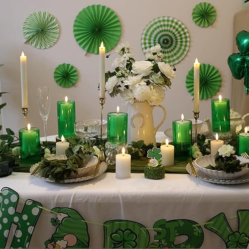 Miniatura 4 de NURADA Velas sin llama con temporizador remoto, soporte de vidrio, cera real, mecha 3D, pilar LED, velas votivas, funciona con pilas, luz