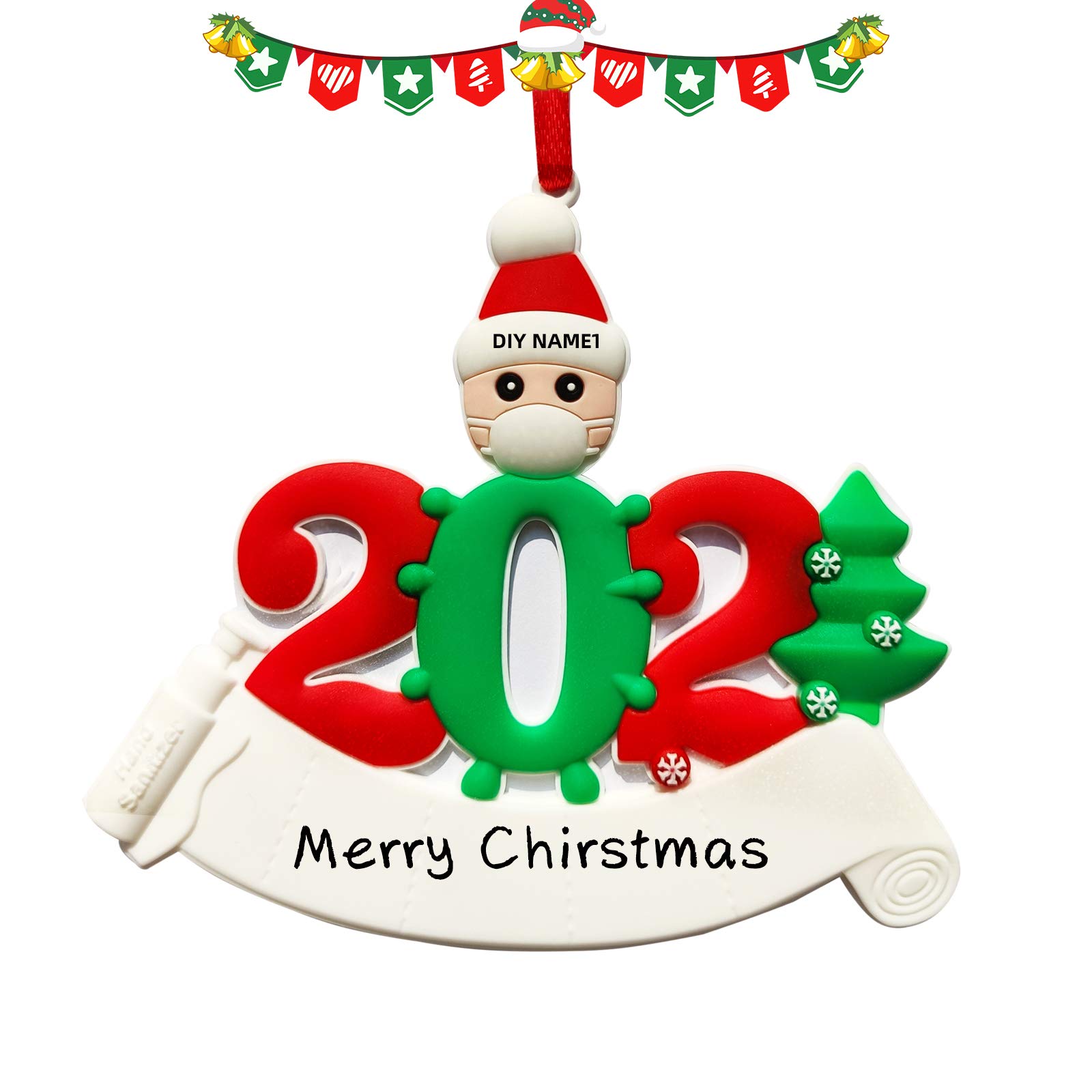 Aisrida 2020 Christmas Ornament,Personalized Christmas Ornaments.Santa Family Members DIY Customized 1-7 Family Name, Best Gifts for Christmas Decorations for quarantined Survivors (Family of 1)