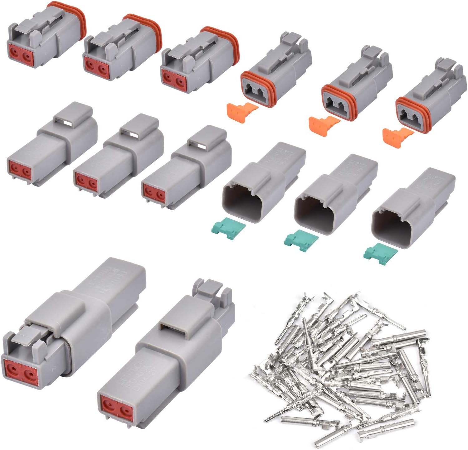 VIGRUE 8 Sets 2 Pin Electrical Wire Connector Plug, 16-20AWG Waterproof Sealed Auto Gray Male and Female Terminal Connectors for Motorcycle,Truck, Car, Boats,Scooter