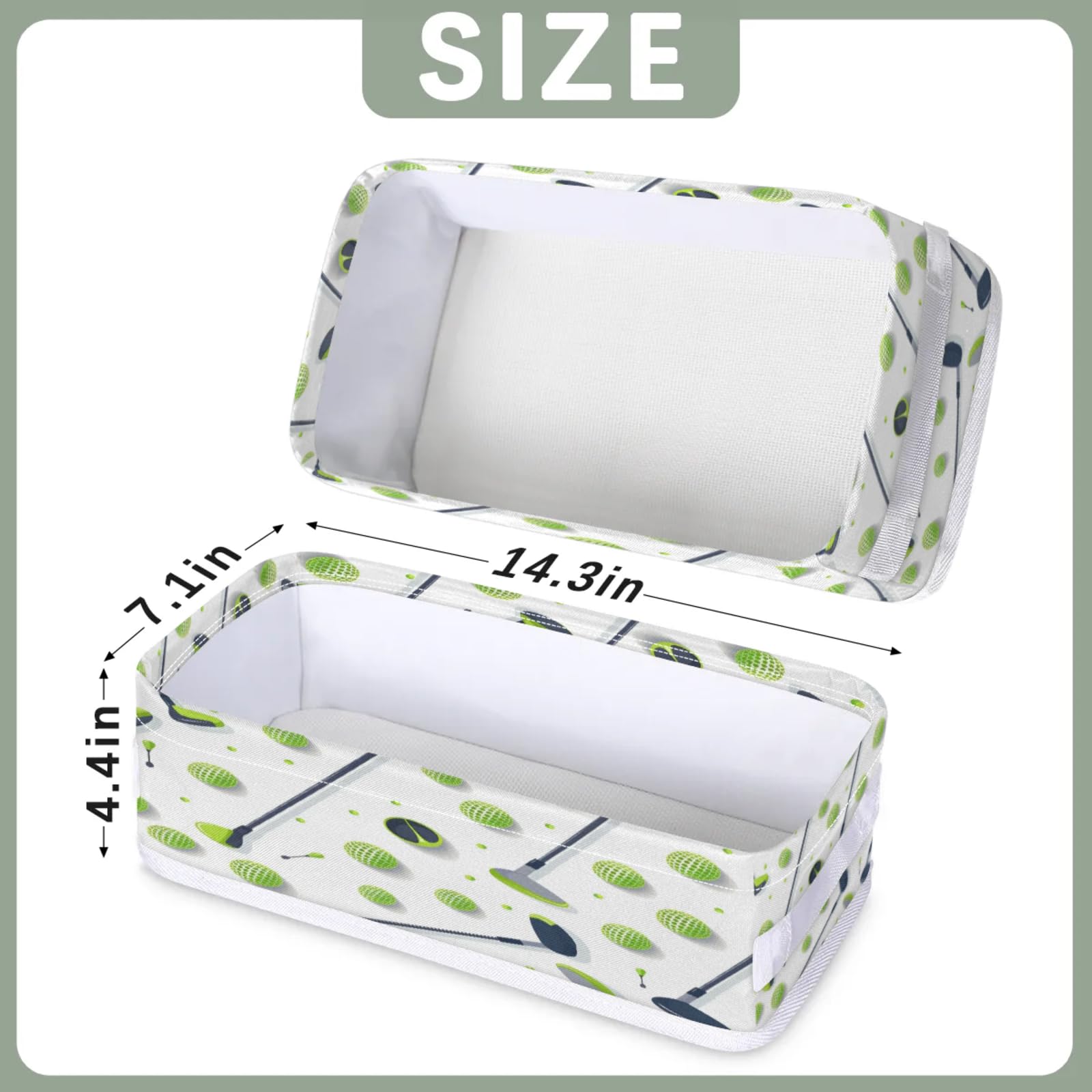 Tablerazzi Toilet Tank Topper Paper Basket with Handle, Golf Balls Bathroom Storage Basket for Organizing, Small Fabric Storage Bins for Bathroom Decor